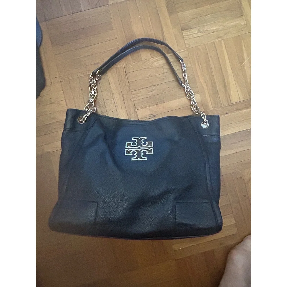 Tory Burch‎ Amanda Slouchy Tote Women's Size Large Black Good Pebbled Leather